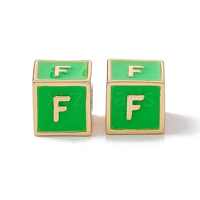 Rack Plating Brass Enamel Beads KK-B060-04G-02F-1