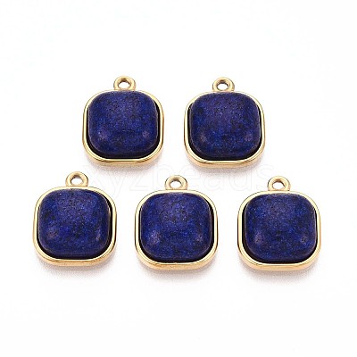 Dyed Natural Lapis Lazuli Square Pendants STAS-N109-211A-G-1