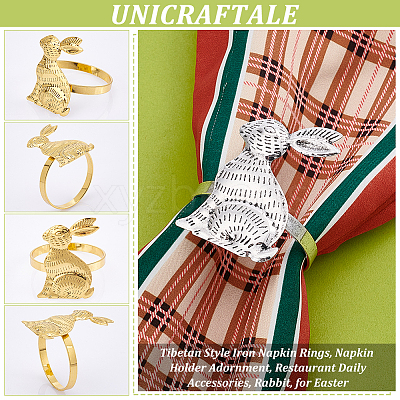 6Pcs 2 Colors Tibetan Style Iron Napkin Rings AJEW-UN0001-34-1