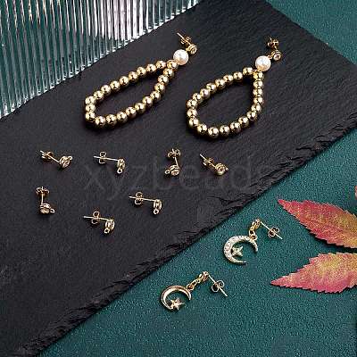 5 Pairs Rack Plating Brass Micro Pave Cubic Zirconia Stud Earring Findings KK-SZ0005-96-1
