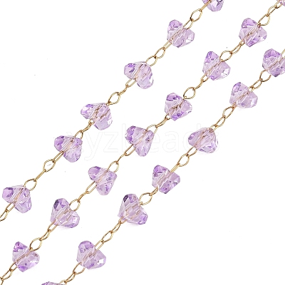 Glass & 304 Stainless Steel Beaded Chains SA-CBAD321-04D-1