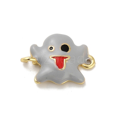 Halloween Brass Light Grey Enamel Connector Charms KK-F915-04A-G-1