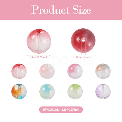 120Pcs 8 Colors Transparent Glass Beads GLAA-CW0001-05-1