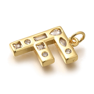 Brass Micro Pave Clear Cubic Zirconia Pendants KK-G521-01G-F-1