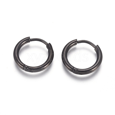 304 Stainless Steel Huggie Hoop Earrings EJEW-F111A-14mm-B-1