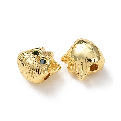 Brass Micro Pave Cubic Zirconia Beads KK-C253-10G-1