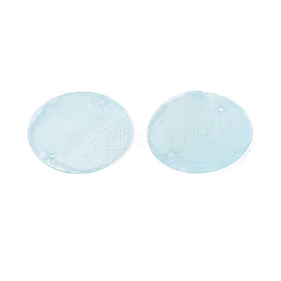 Spray Painted Natural Capiz Shell Disc Links Connector Charms SSHEL-T017-32B-1
