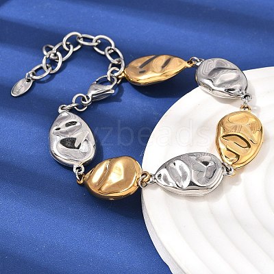 Textured 316L Surgical Stainless Steel Link Chain Bracelets for Women BJEW-D454-03GP-1