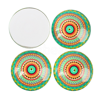 Mosaic Printed Glass Half Round/Dome Cabochons GGLA-N004-20mm-G-1