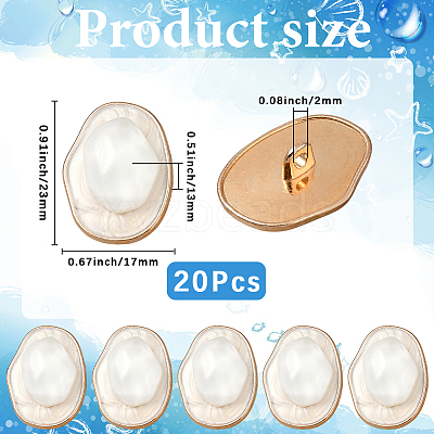 20Pcs 1-Hole Alloy Resin Buttons BUTT-CY0001-21B-1