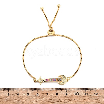 Brass Micro Pave Cubic Zirconia Slider Bracelets BJEW-S163-01A-G-1