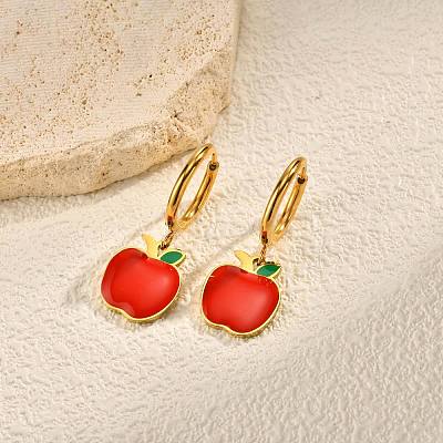 304 Stainless Steel Enamel Hoop Dangle Earrings WG1FBD6-03-1
