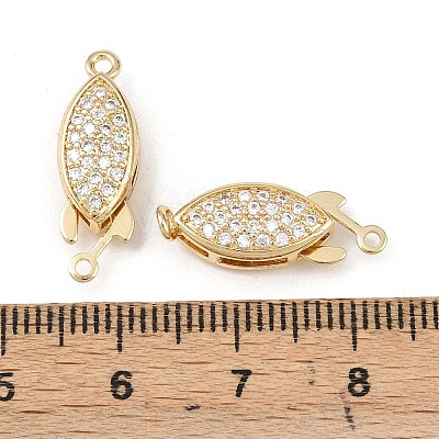 Brass Micro Pave Clear Cubic Zirconia Box Clasps KK-L255-02G-01-1