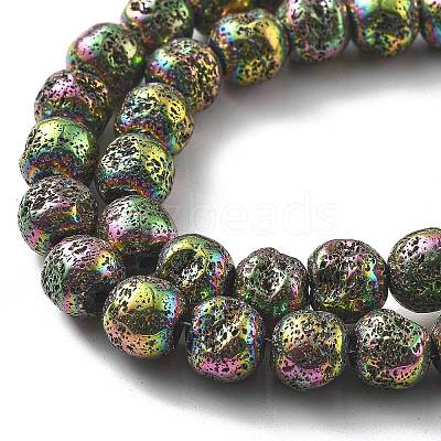 Electroplated Natural Lava Rock Beads Strands G-A251-E01-01I-1