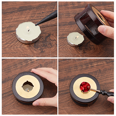 Beech Handle Wax Sealing Stamp Melting Brass Spoon TOOL-CP0001-11-1