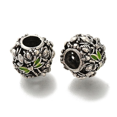 Rack Plating Alloy Enamel European Beads PALLOY-P307-14AS-1