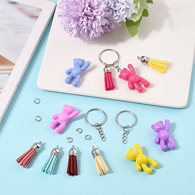 DIY Acrylic Bear Pendant Keychian Making Kits DIY-YW0013-17-1