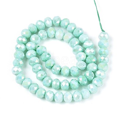 Anti-Tarnish Electroplate Rondelle Glass Beads Strands EGLA-T021-8mm-17-04-1