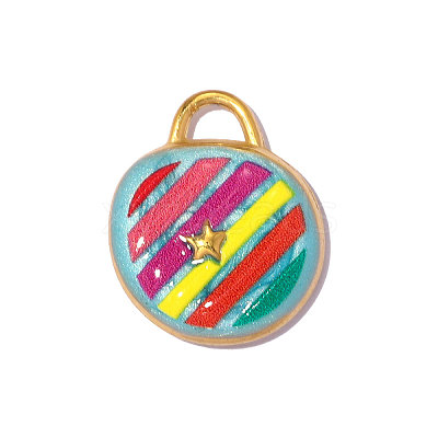 304 Stainless Steel Enamel Pendants STAS-OY014-23G-1