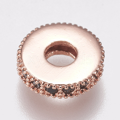 Brass Micro Pave Cubic Zirconia Bead Spacers ZIRC-K074-11A-02RG-1