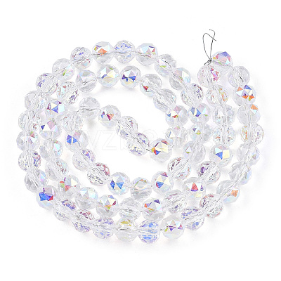 Electroplate Transparent Glass Beads Strands EGLA-N002-34C-C03-1