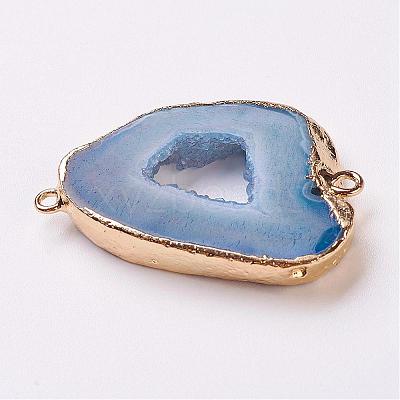 Electroplate Natural Druzy Geode Quartz Crystal Links connectors G-K189-04B-1