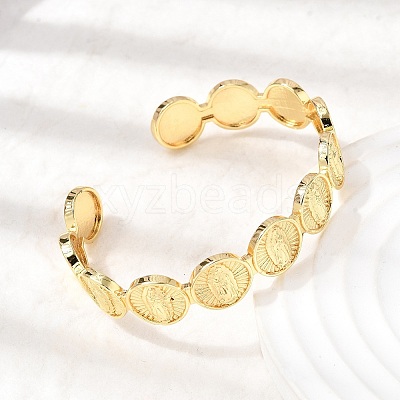 Religion Brass Open Cuff Bangles BJEW-K296-02B-G-1