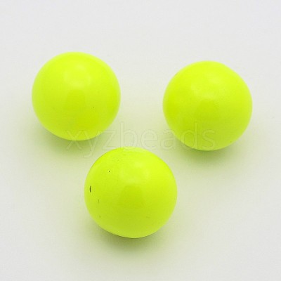 No Hole Spray Painted Fluorescence Brass Round Ball Beads Fit Cage Pendants KKB-J004-02-1