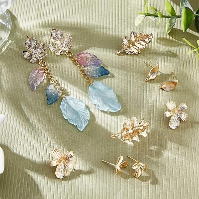 10Pcs 5 Style Brass Stud Earring Findings KK-CA0002-05-1