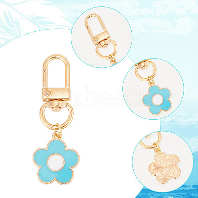 Alloy Enamel Flower Pendant Decorations HJEW-AR00001-1