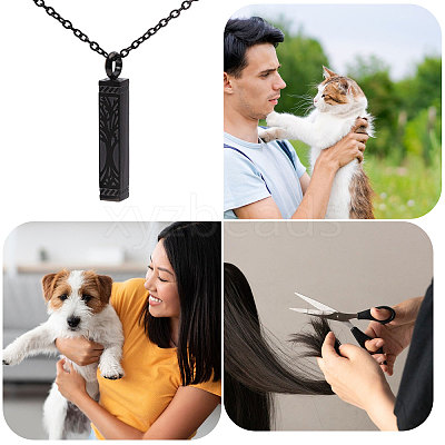 304 Stainless Steel Rectangle with Tree of Life Pendant Urn Ashes Necklaces NJEW-WH0036-030EB-1