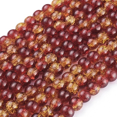 1Strand Two Tone Transparent Crackle Glass Round Beads Strands X-CCG-Q002-8mm-10-1
