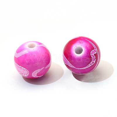 Spray Painted Drawbench Acrylic Round Beads X-ACRP-S657-8mm-M-1