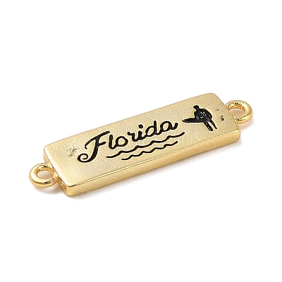 Beach Theme Rack Plating Brass Rectangle Connector Charms KK-P261-08D-G01-1