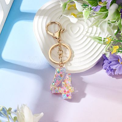 Number 4 Transparent Resin Keychains KEYC-TADJ0001-10D-1