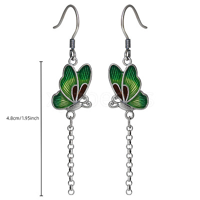 Alloy Enamel Butterfly Dangle Earrings for Women WG8FBC4-01-1