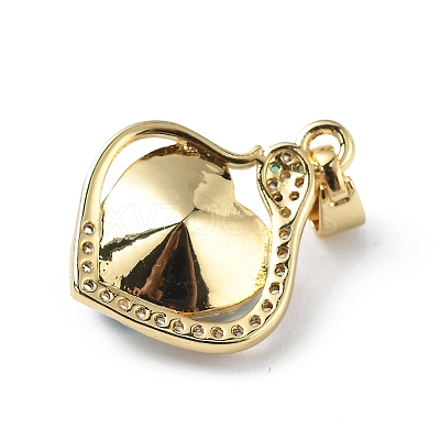 Real 18K Gold Plated Rack Plating Brass Micro Pave Clear Cubic Zirconia Pendants KK-C015-16G-02-1