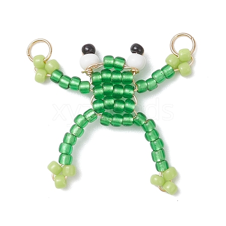 Glass Seed Beaded Pendants PALLOY-MZ00991-1