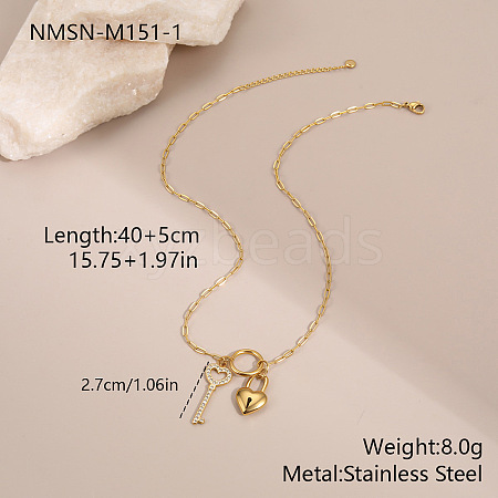 Valentine's Day 304 Stainless Steel Crystal Rhinestone Pendant Necklaces WGE27DF-01-1