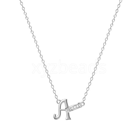 304 Stainless Steel Crystal Rhinestone Initial Pendant Necklaces FS-WGCEFCC-01-1