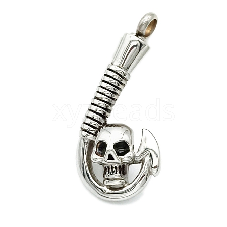 Stainless Steel Skull Fish Hook Urn Ashes Necklaces PW-WGAEC22-02-1