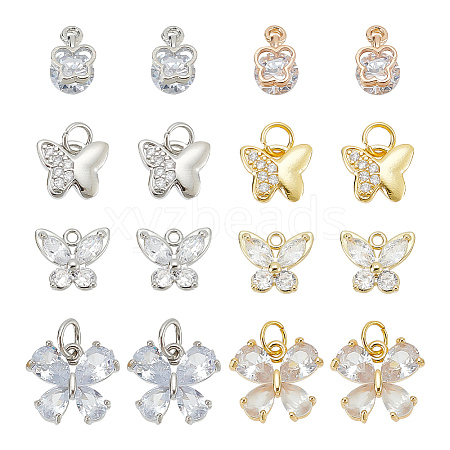 ARRICRAFT Alloy & Brass Cubic Zirconia Charms ZIRC-AR0001-26-1