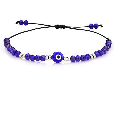 Adjustable Glass Evil Eye Brided Bead Bracelet TV3992-7-1