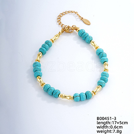 Fashionable Korean Style Brass Synthetic Turquoise Bracelets LH9898-3-1