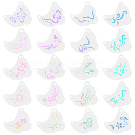 20Pcs PET Tattoo Stencil Templates AJEW-WH20141-12-1