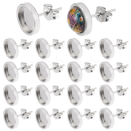 Beebeecraft 50Pcs 304 Stainless Steel Stud Earring Settings STAS-BBC0004-42-1