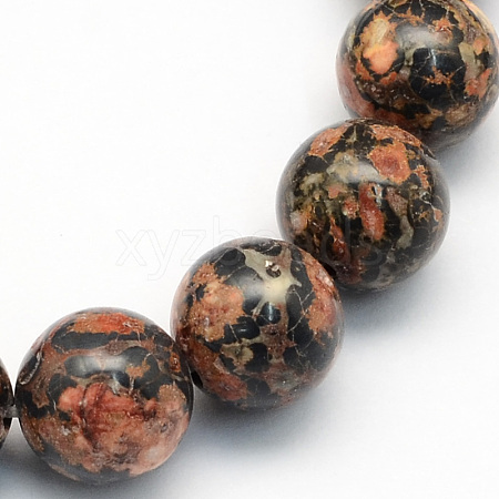 Natural Leopard Skin Jasper Round Beads Strands G-S182-8mm-1