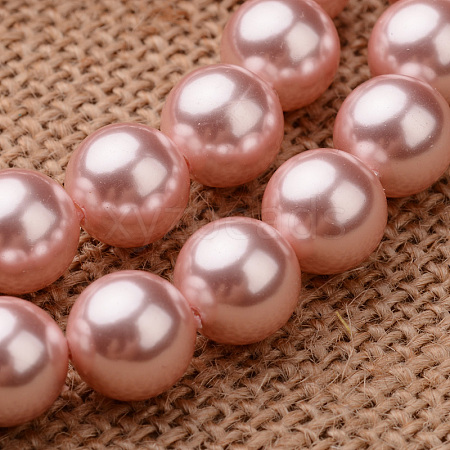 Polished Round Grade A Shell Pearl Bead Strands BSHE-M027-6mm-23-1