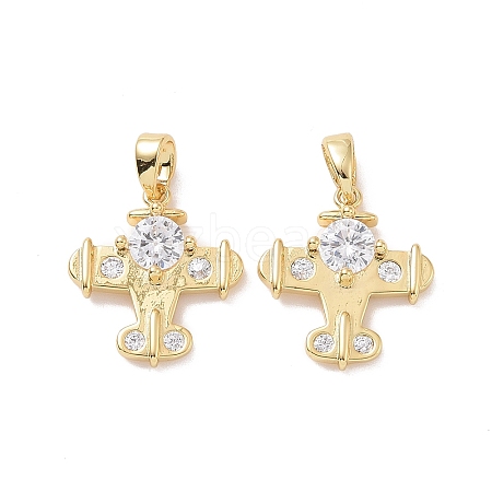 Brass Micro Pave Cubic Zirconia Pendants ZIRC-P102-03G-1