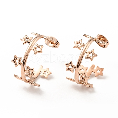 Star Wrap Stud Earrings EJEW-G293-01RG-1